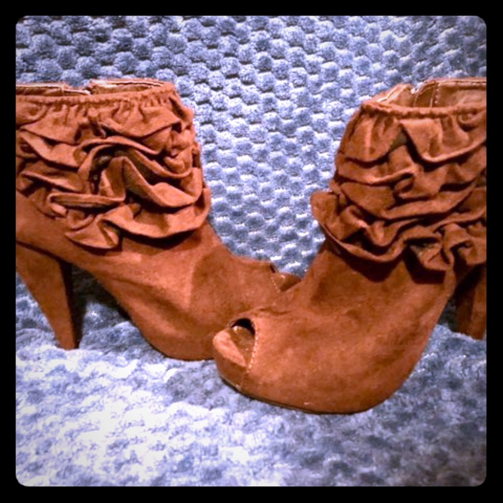 Brown heel booties